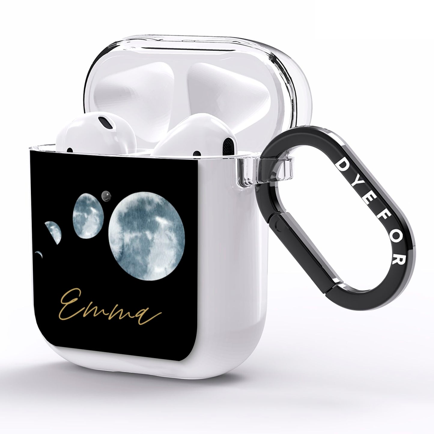 Personalised Moon Phases AirPods Clear Case Side Image
