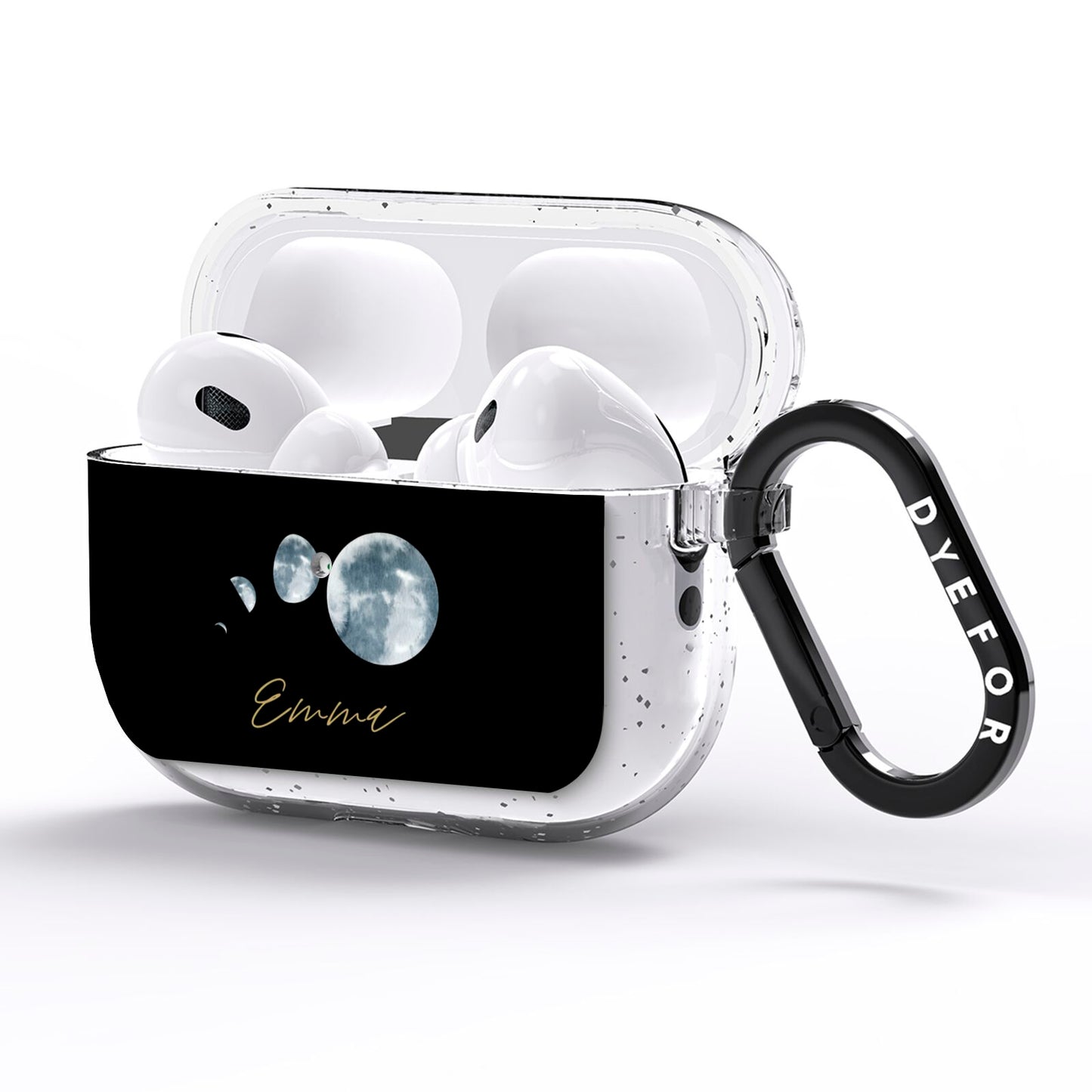 Personalised Moon Phases AirPods Pro Glitter Case Side Image