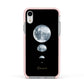 Personalised Moon Phases Apple iPhone XR Impact Case Pink Edge on Silver Phone