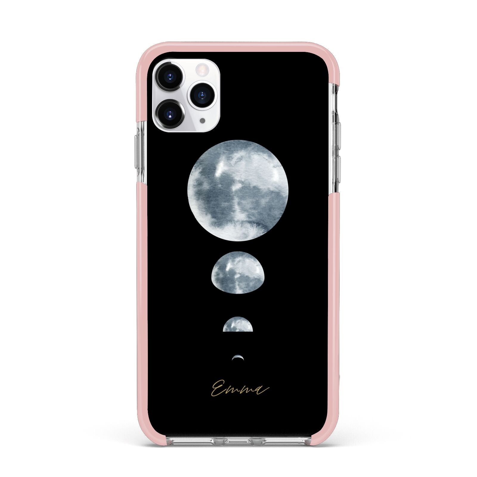 Personalised Moon Phases iPhone 11 Pro Max Impact Pink Edge Case