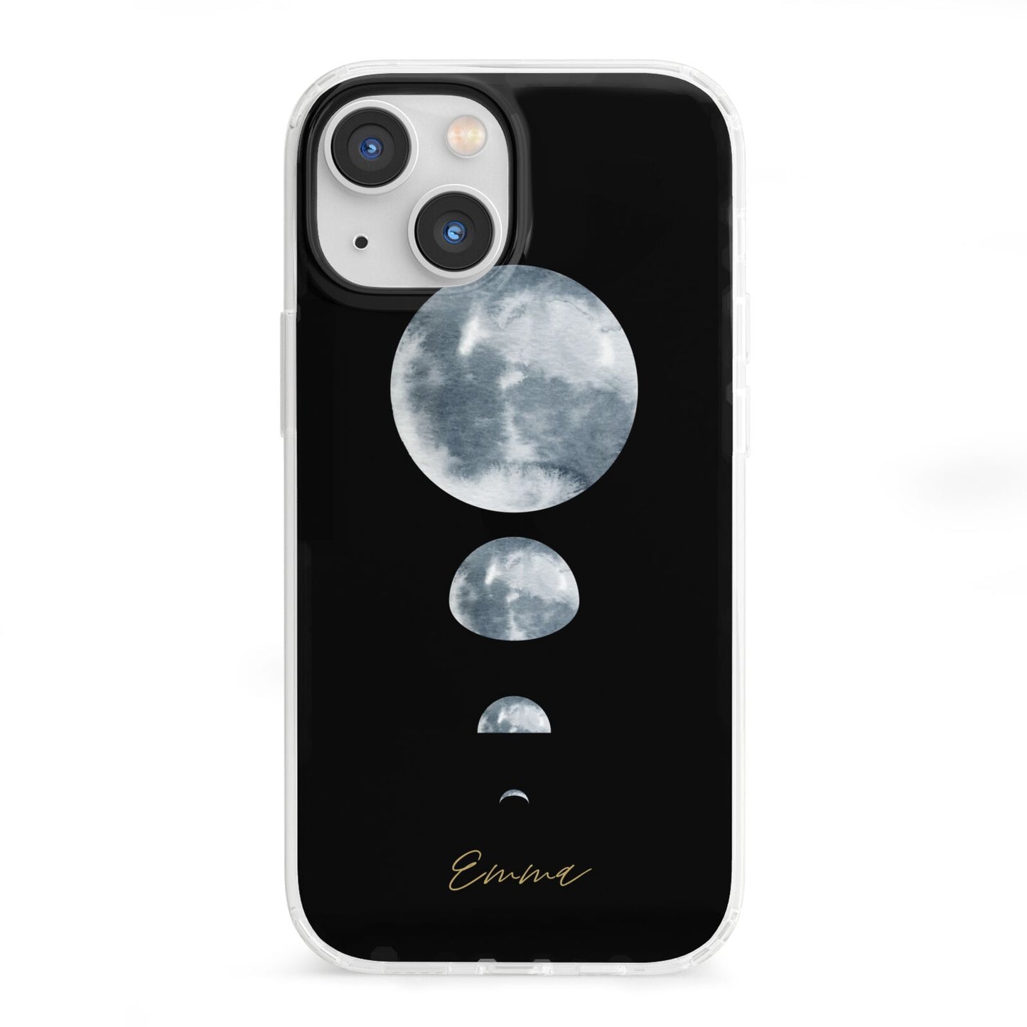 Personalised Moon Phases iPhone 13 Mini Clear Bumper Case