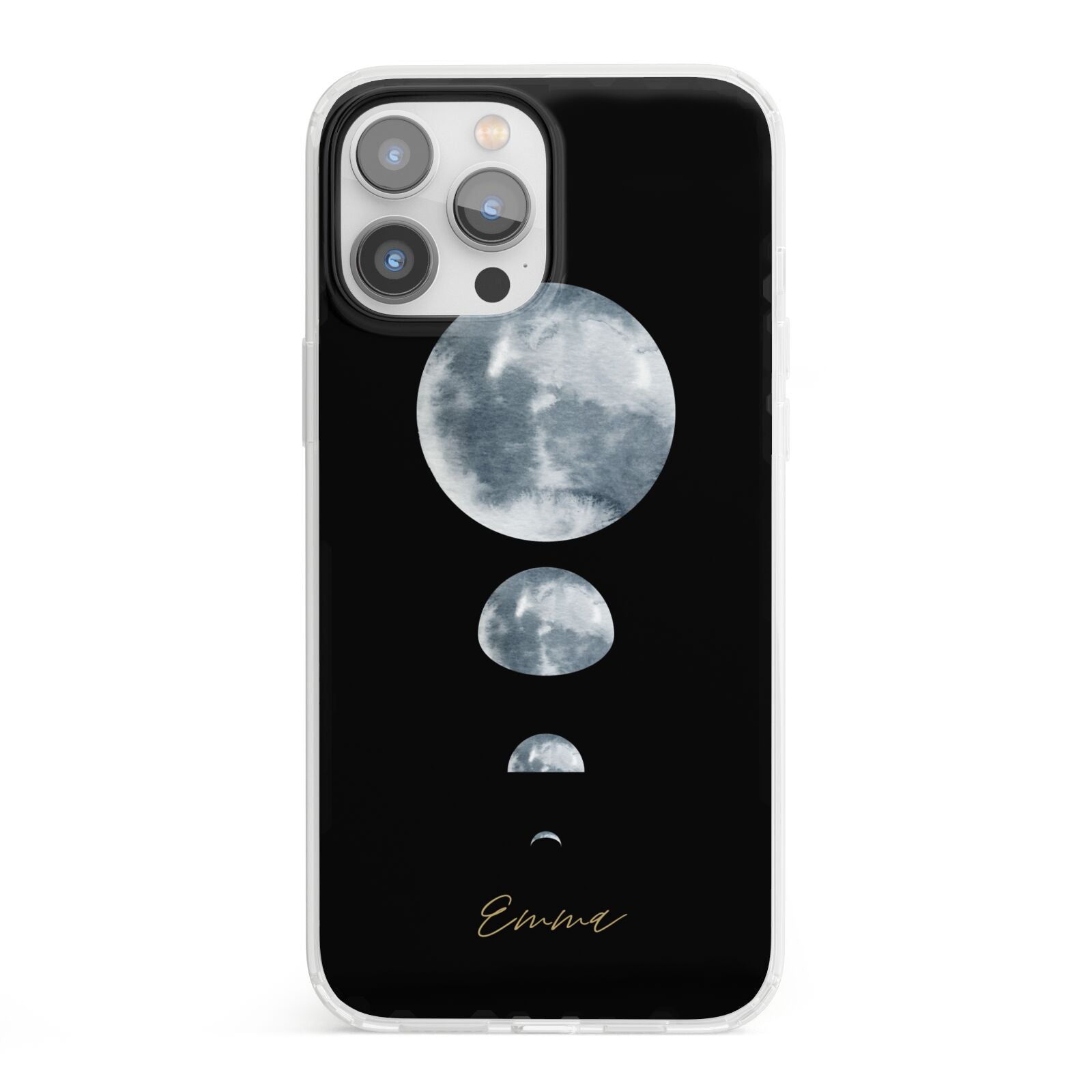 Personalised Moon Phases iPhone 13 Pro Max Clear Bumper Case