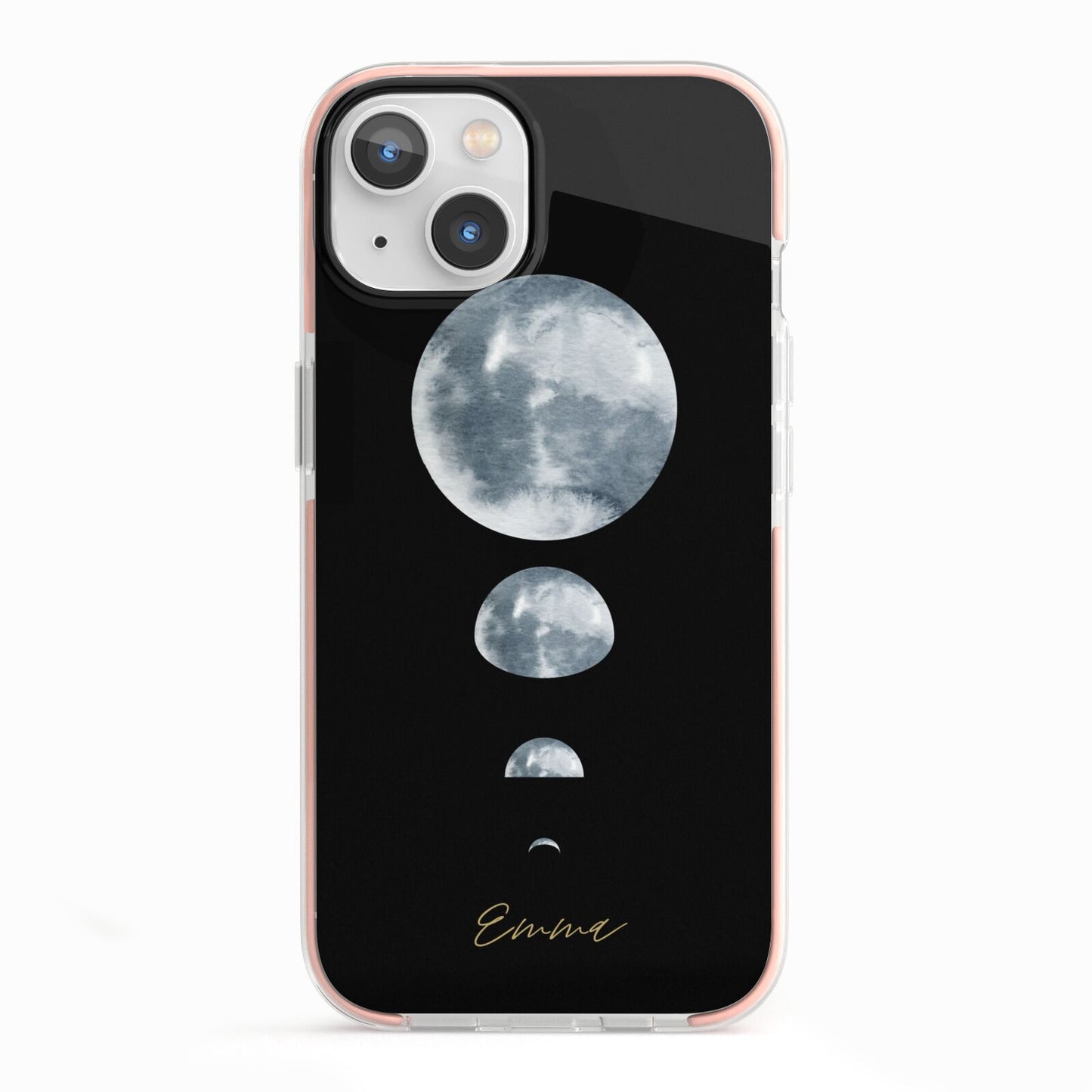 Personalised Moon Phases iPhone 13 TPU Impact Case with Pink Edges