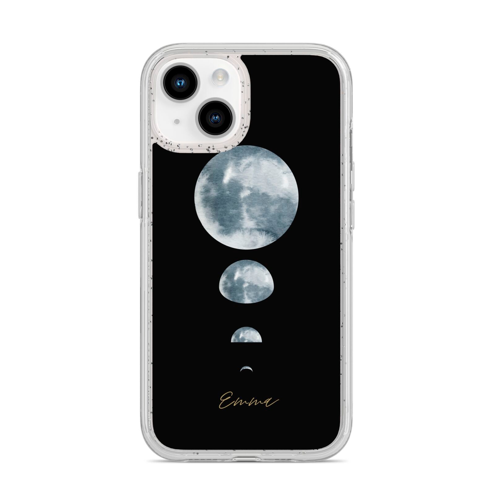 Personalised Moon Phases iPhone 14 Glitter Tough Case Starlight
