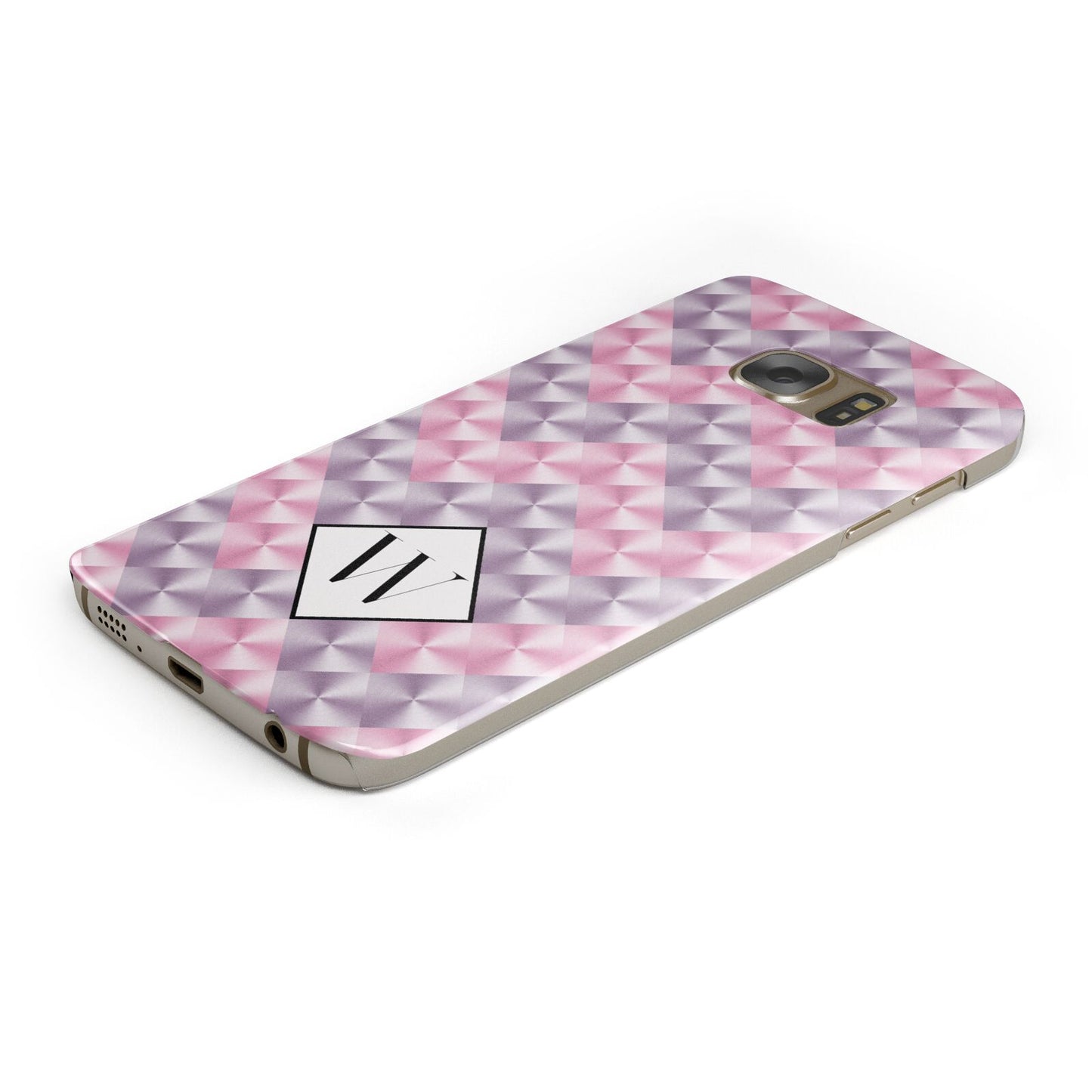 Personalised Mother Of Pearl Monogram Letter Protective Samsung Galaxy Case Angled Image