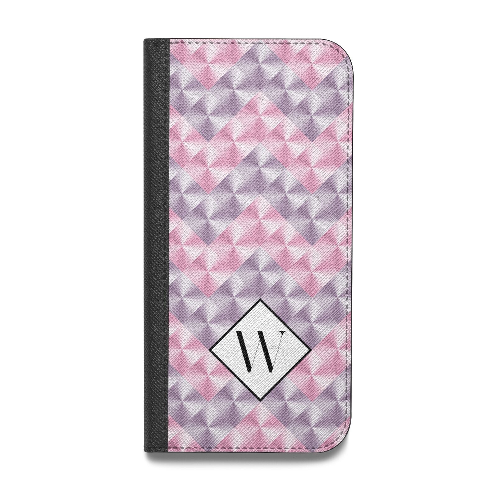Personalised Mother Of Pearl Monogram Letter Vegan Leather Flip Samsung Case
