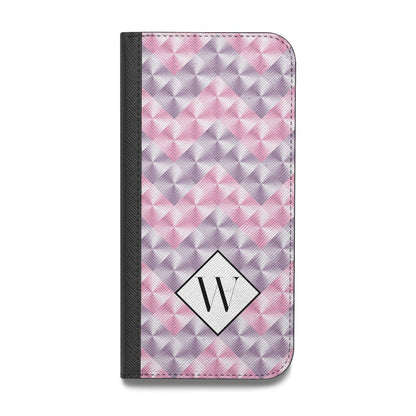 Personalised Mother Of Pearl Monogram Letter Vegan Leather Flip Samsung Case