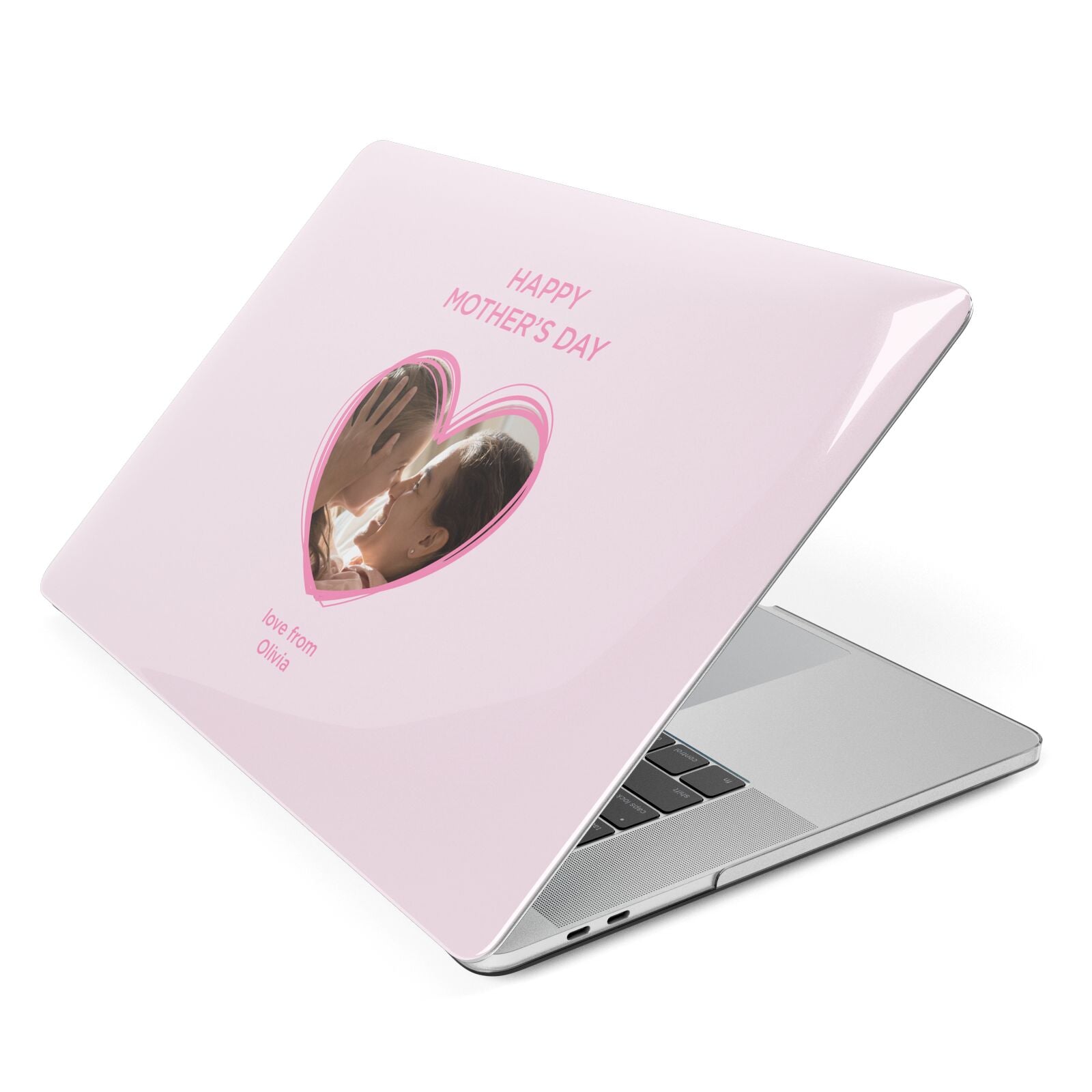 Personalised Mothers Day Photo Name Apple MacBook Case Side View