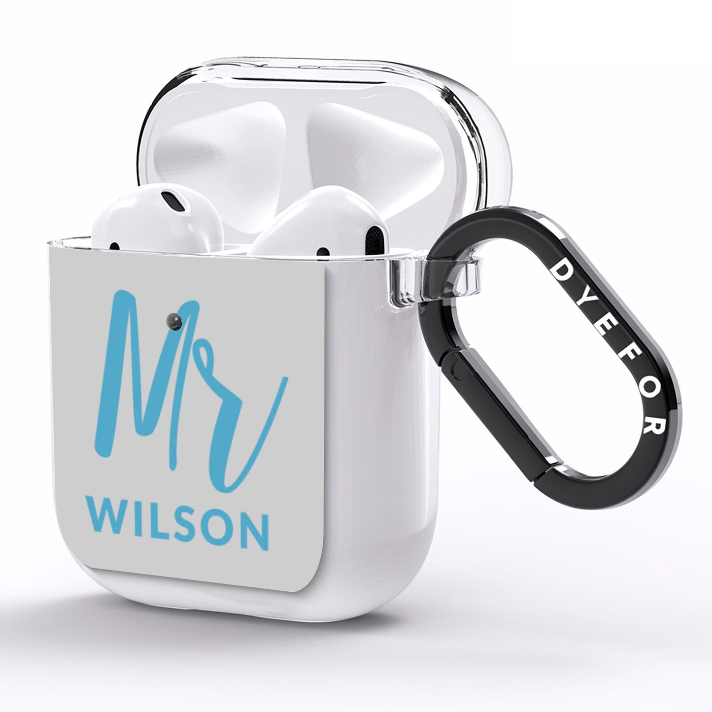 Personalised Mr Couple AirPods Clear Case Side Image