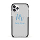 Personalised Mr Couple Apple iPhone 11 Pro in Silver with Black Impact Case