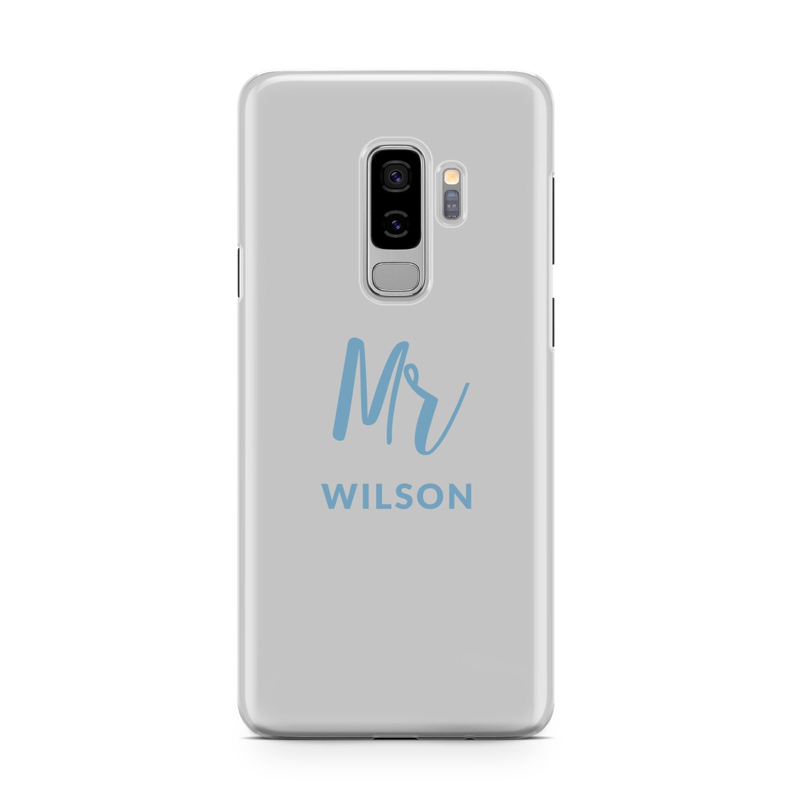 Personalised Mr Couple Samsung Galaxy S9 Plus Case on Silver phone
