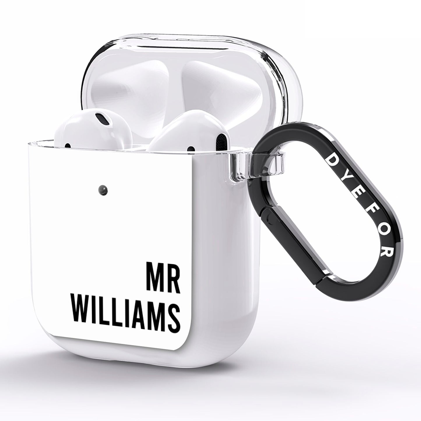Personalised Mr Surname AirPods Clear Case Side Image