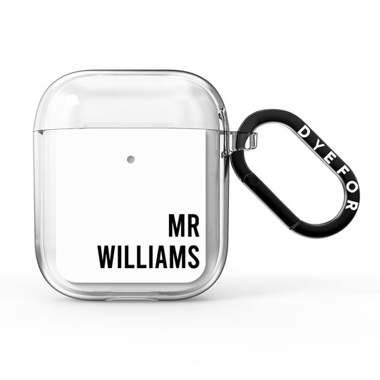 Personalised Mr Surname AirPods Clear Case