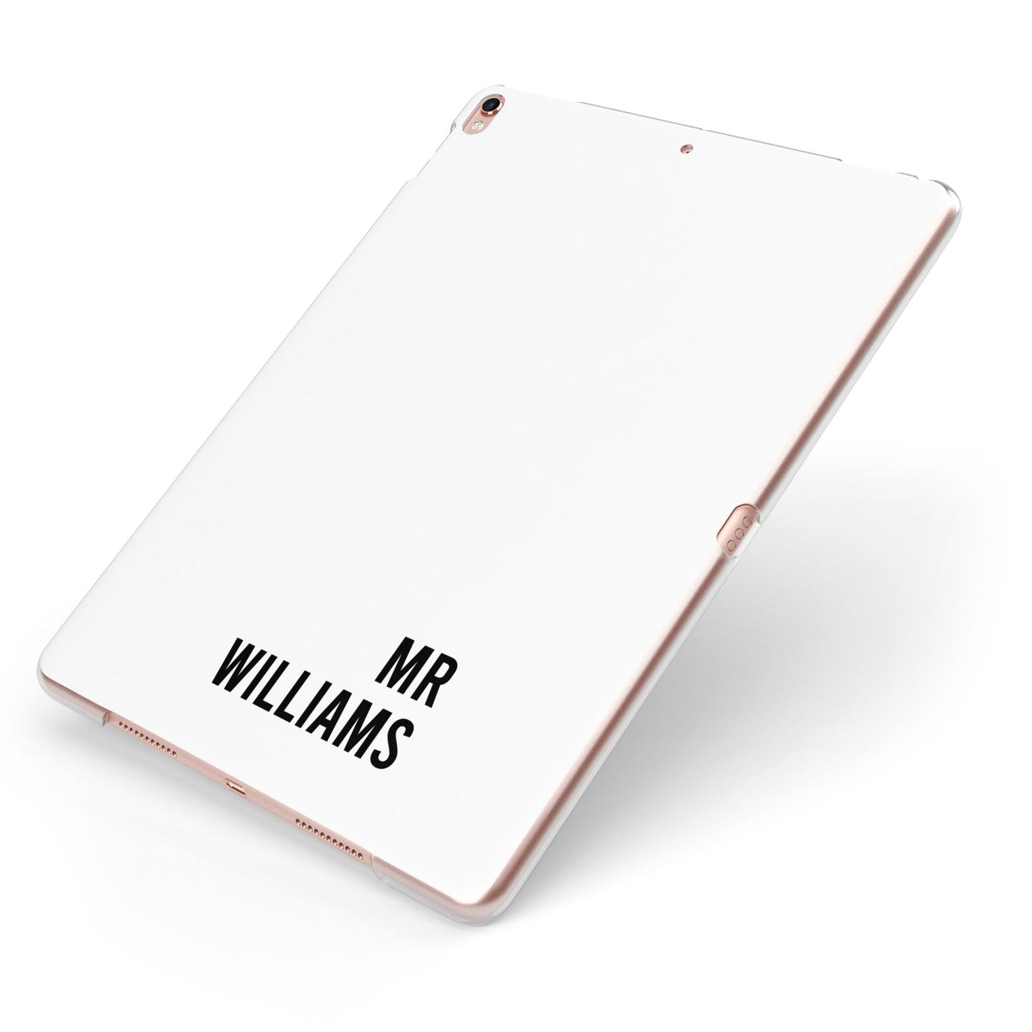 Personalised Mr Surname Apple iPad Case on Rose Gold iPad Side View