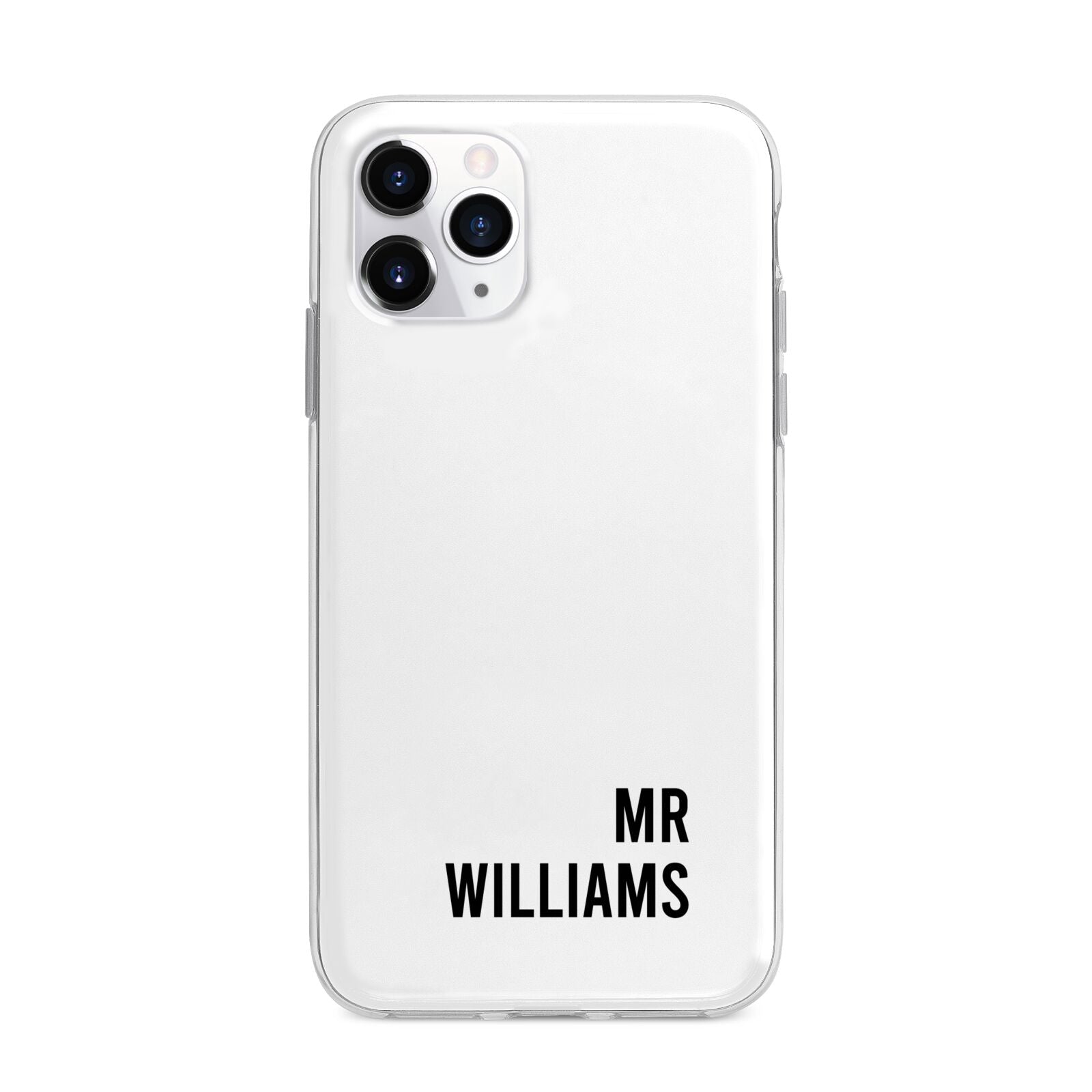 Personalised Mr Surname Apple iPhone 11 Pro Max in Silver with Bumper Case