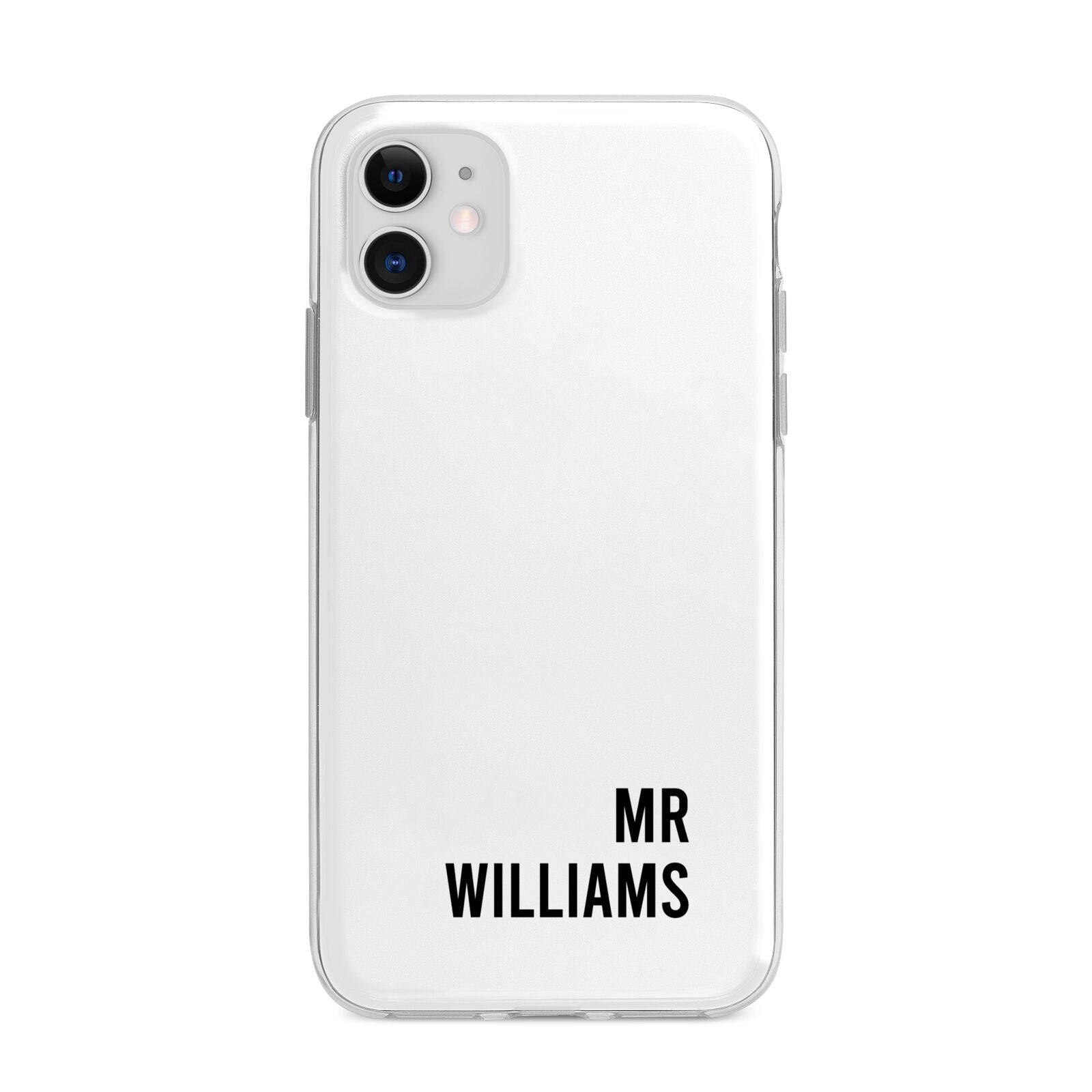 Personalised Mr Surname Apple iPhone 11 in White with Bumper Case
