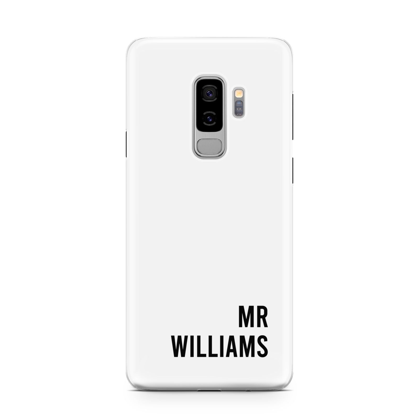 Personalised Mr Surname Samsung Galaxy S9 Plus Case on Silver phone
