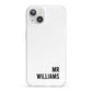 Personalised Mr Surname iPhone 13 Clear Bumper Case