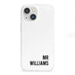 Personalised Mr Surname iPhone 13 Mini Clear Bumper Case