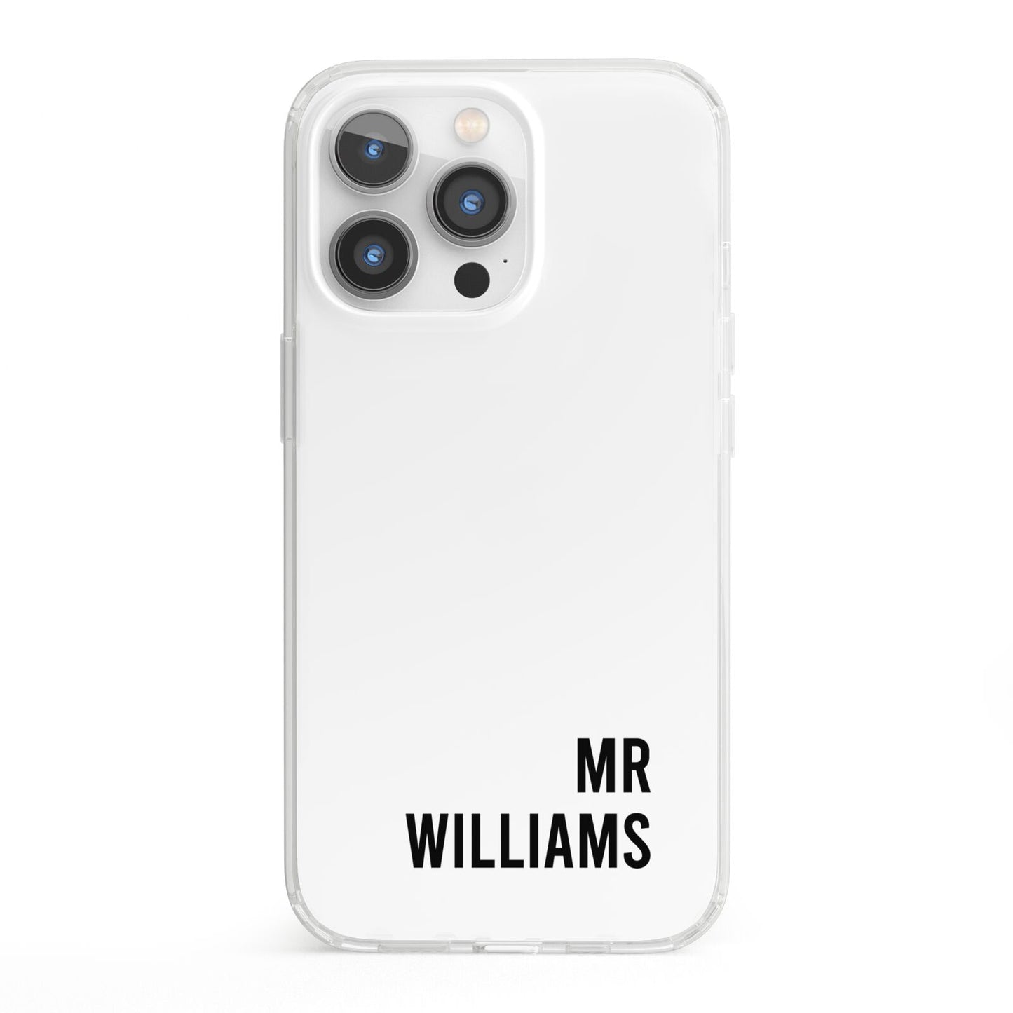 Personalised Mr Surname iPhone 13 Pro Clear Bumper Case