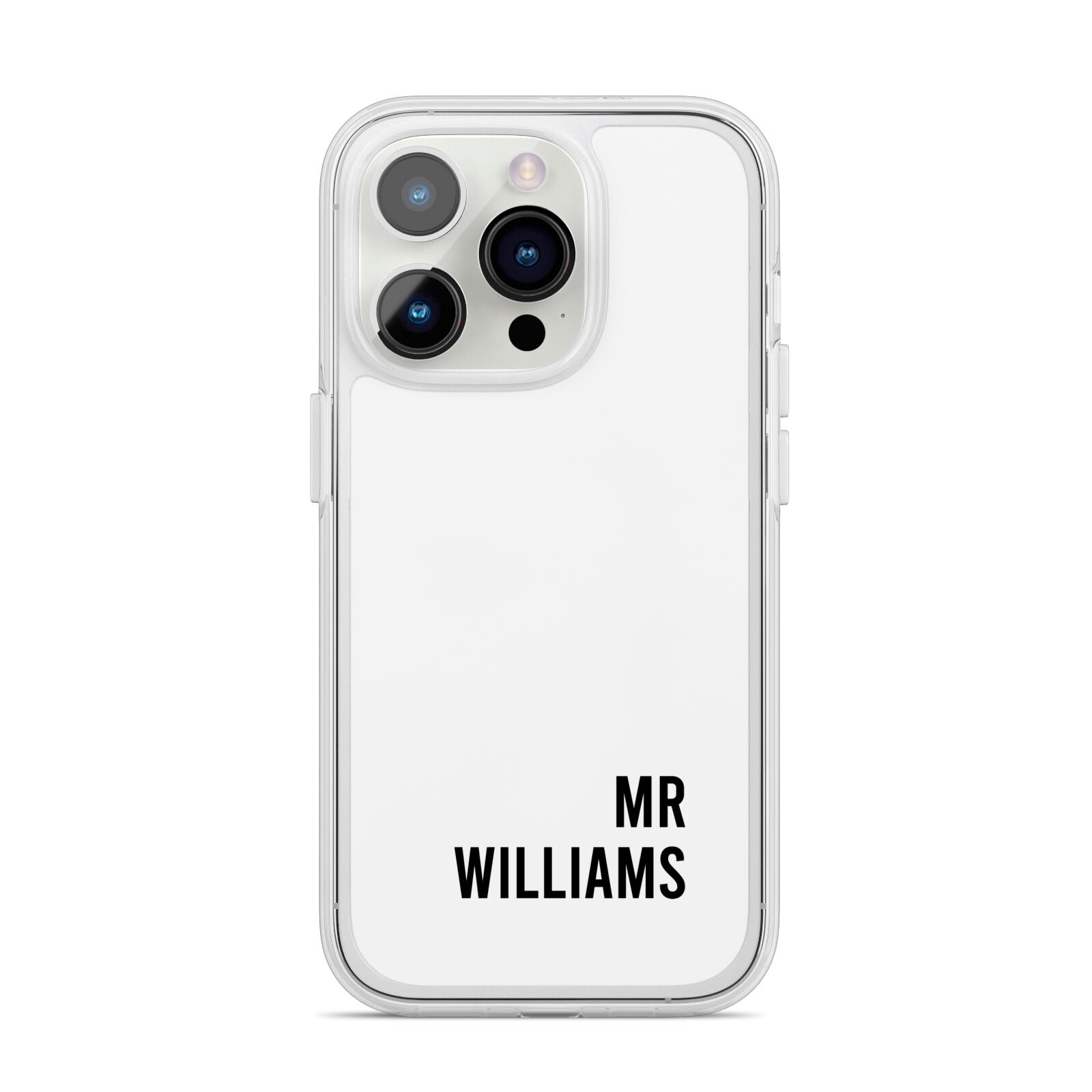 Personalised Mr Surname iPhone 14 Pro Clear Tough Case Silver
