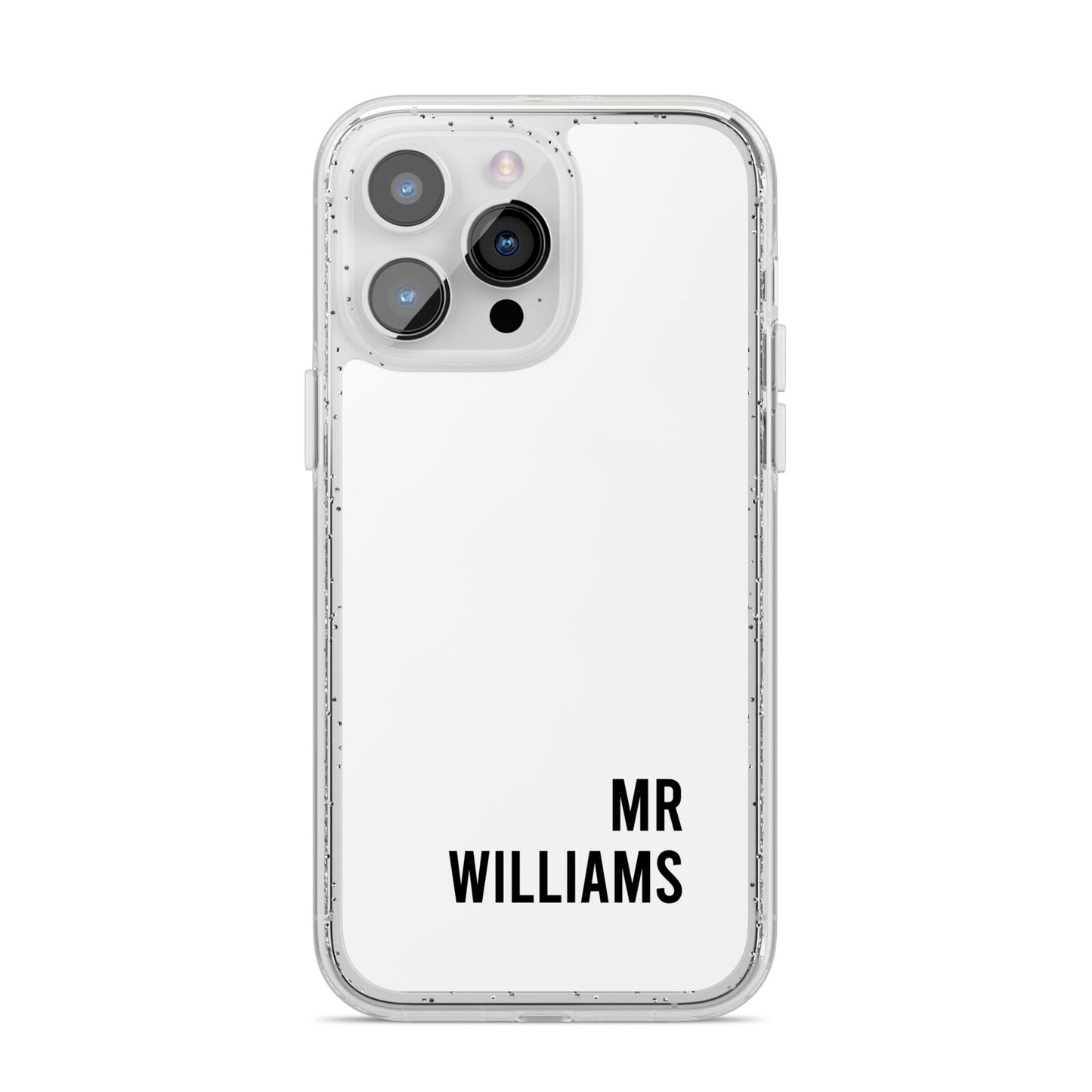 Personalised Mr Surname iPhone 14 Pro Max Glitter Tough Case Silver