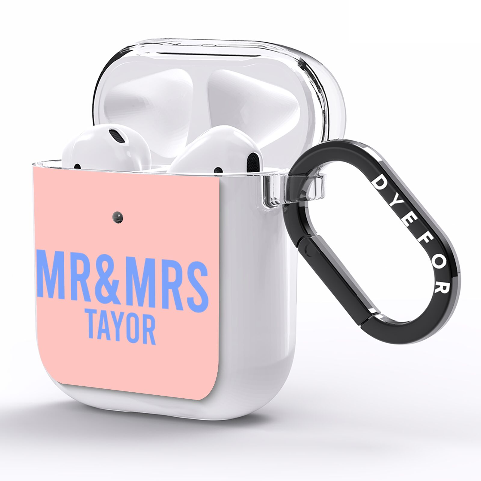 Personalised Mr and Mrs AirPods Clear Case Side Image