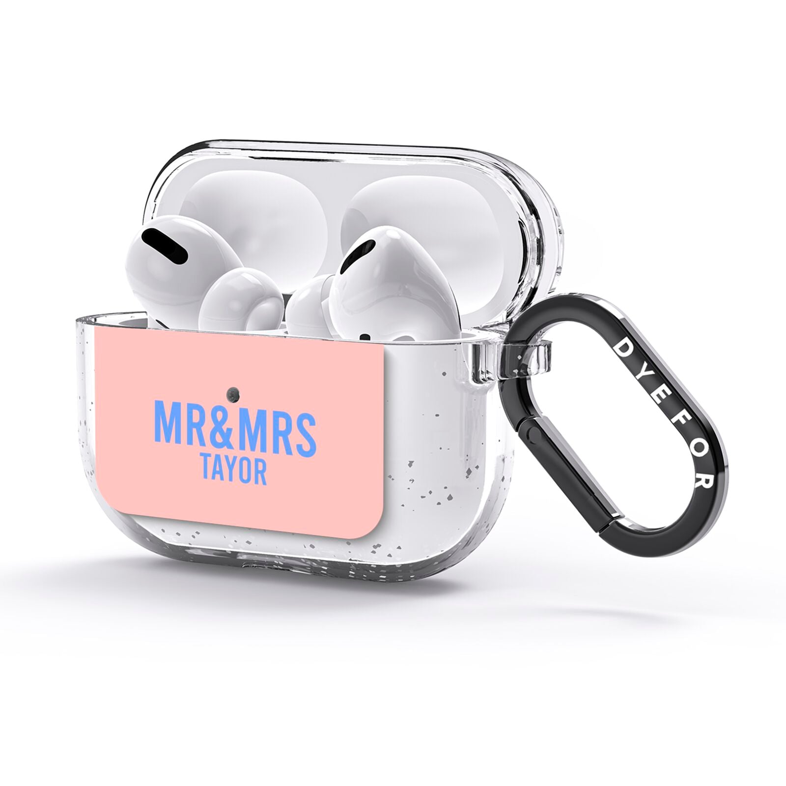Personalised Mr and Mrs AirPods Glitter Case 3rd Gen Side Image