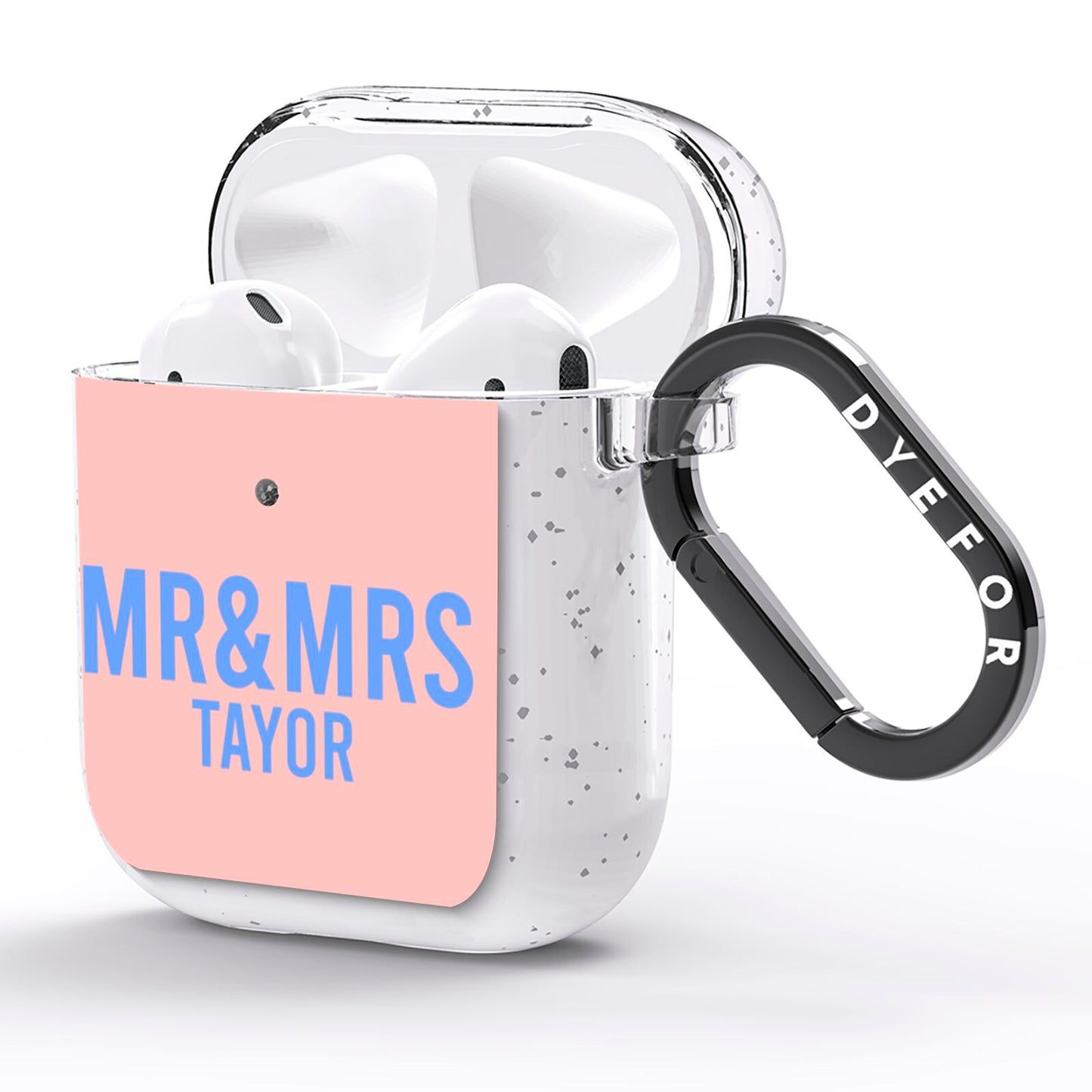 Personalised Mr and Mrs AirPods Glitter Case Side Image