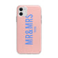 Personalised Mr and Mrs Apple iPhone 11 in White with Bumper Case