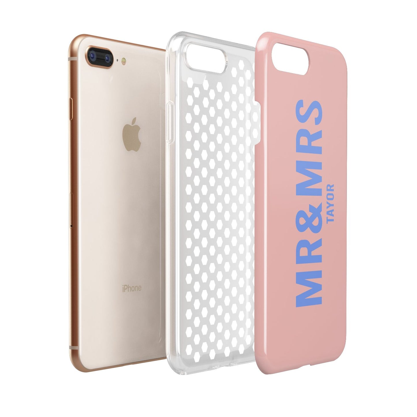 Personalised Mr and Mrs Apple iPhone 7 8 Plus 3D Tough Case Expanded View