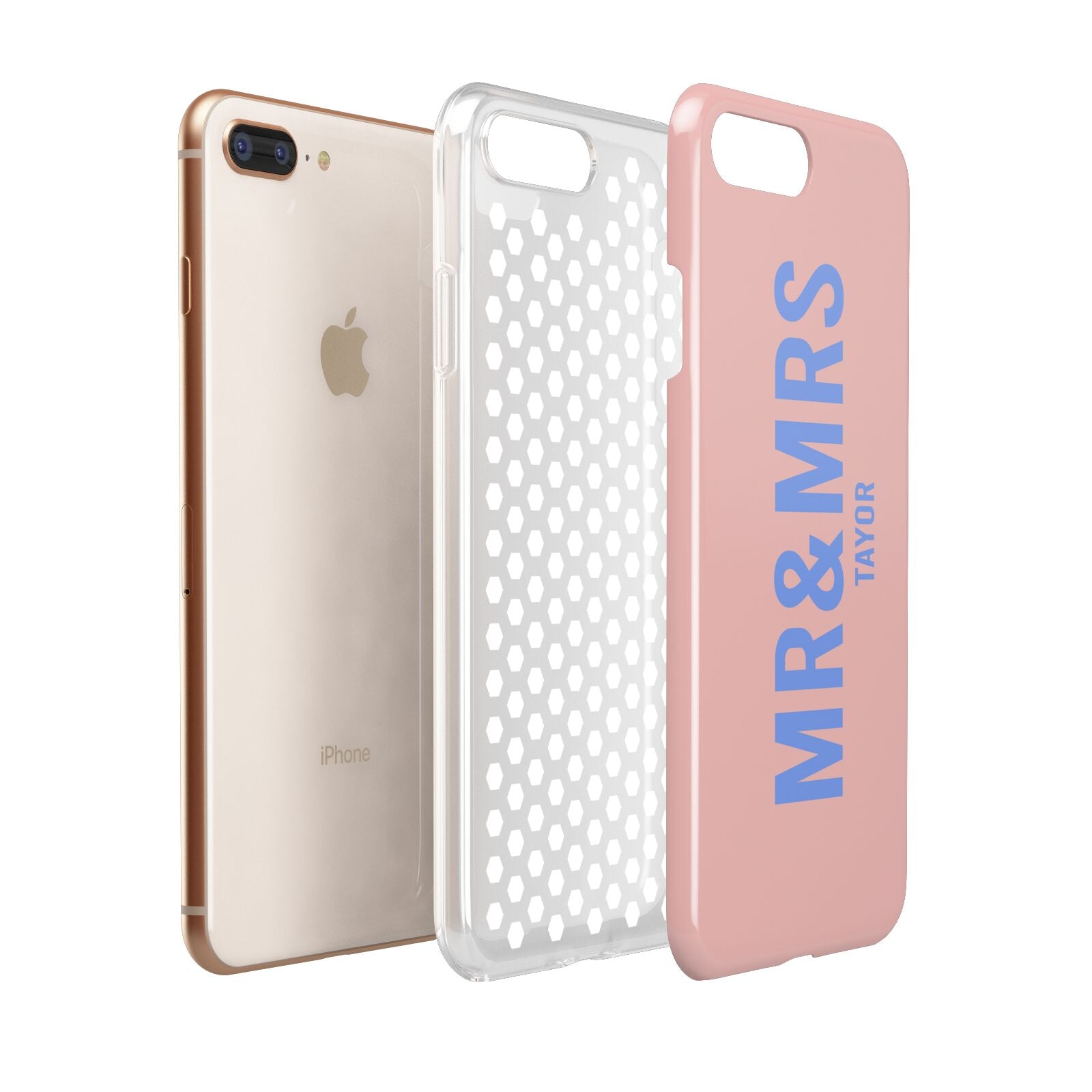 Personalised Mr and Mrs Apple iPhone 7 8 Plus 3D Tough Case Expanded View