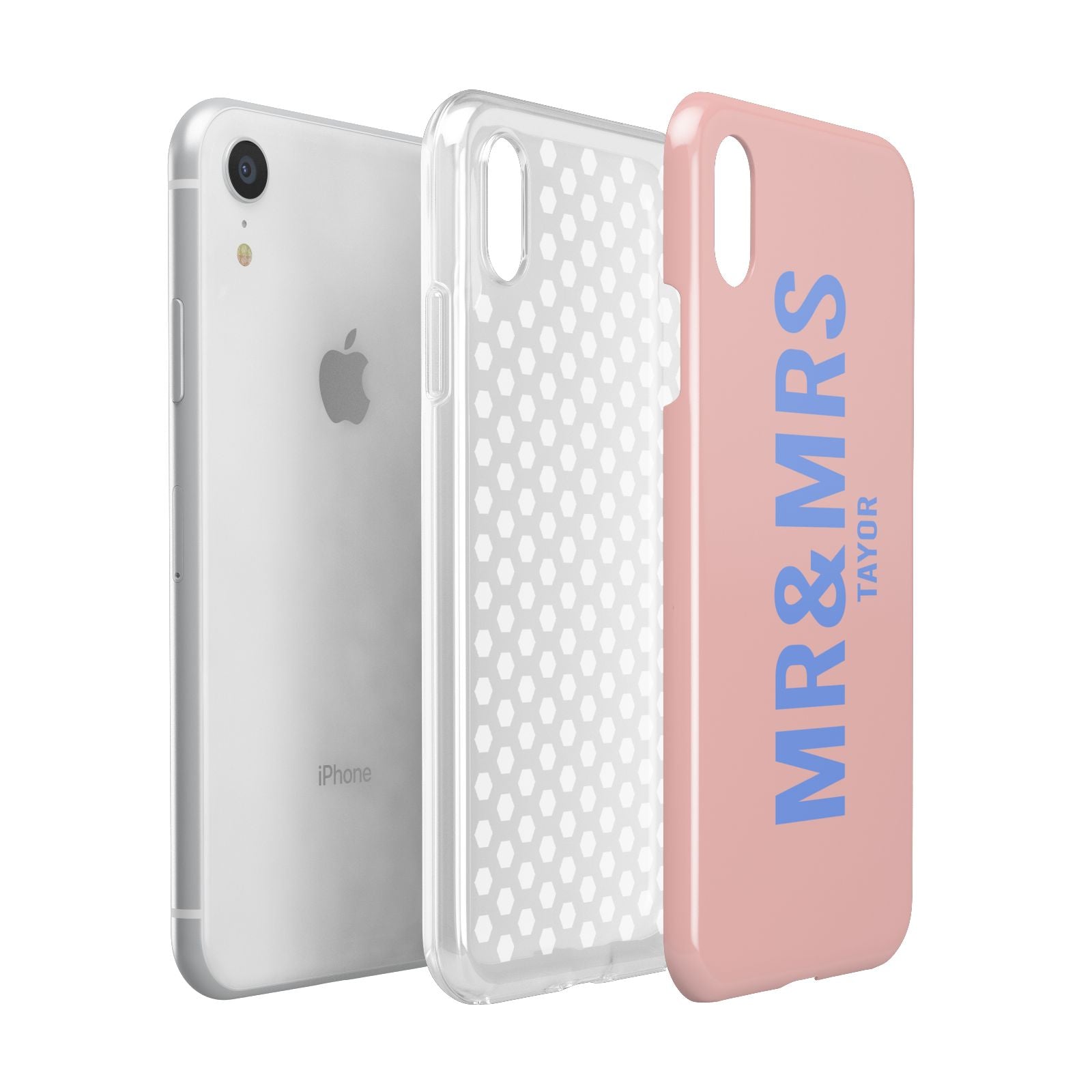 Personalised Mr and Mrs Apple iPhone XR White 3D Tough Case Expanded view
