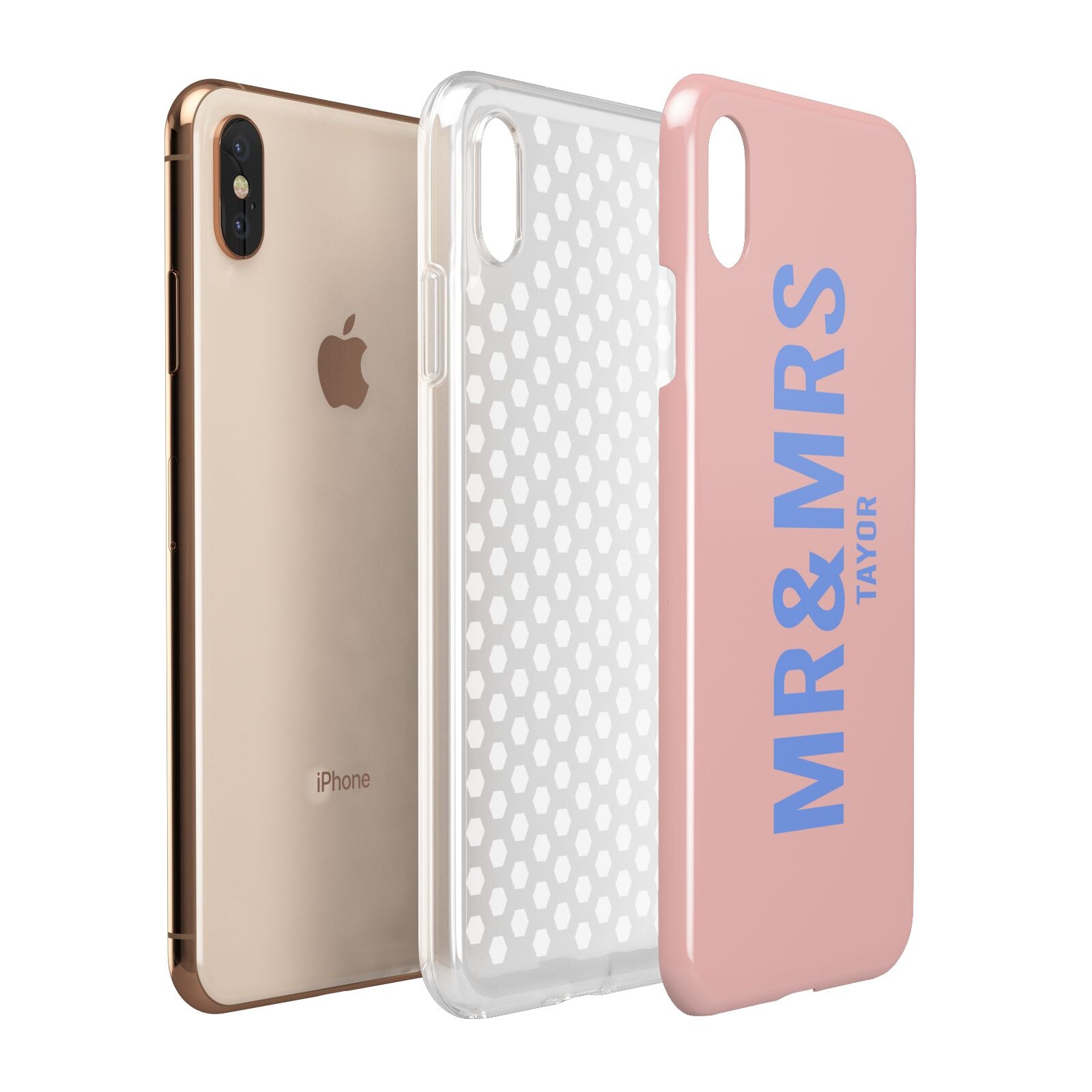 Personalised Mr and Mrs Apple iPhone Xs Max 3D Tough Case Expanded View