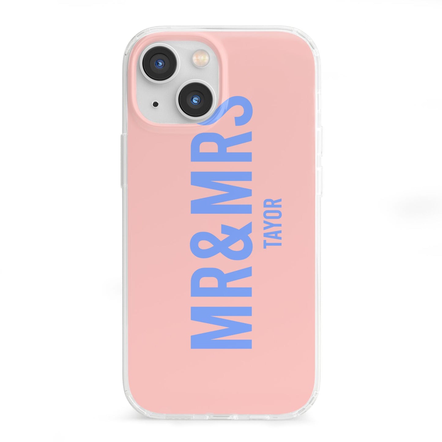 Personalised Mr and Mrs iPhone 13 Mini Clear Bumper Case