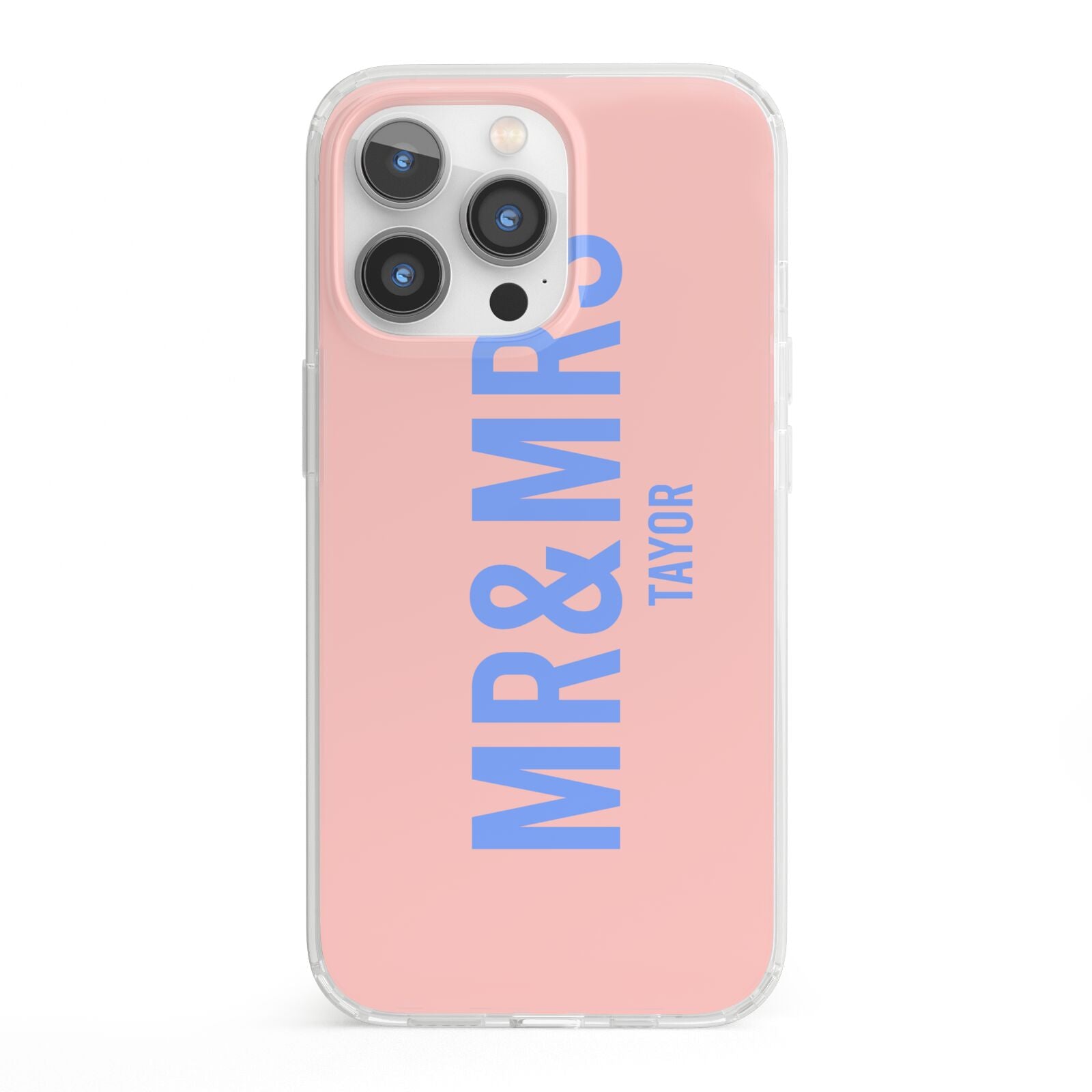 Personalised Mr and Mrs iPhone 13 Pro Clear Bumper Case