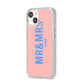 Personalised Mr and Mrs iPhone 14 Glitter Tough Case Starlight Angled Image