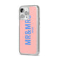 Personalised Mr and Mrs iPhone 14 Pro Max Glitter Tough Case Silver Angled Image
