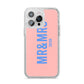 Personalised Mr and Mrs iPhone 14 Pro Max Glitter Tough Case Silver