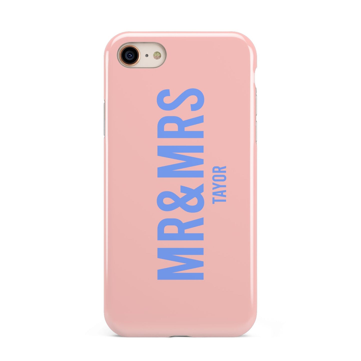 Personalised Mr and Mrs iPhone 8 3D Tough Case on Gold Phone