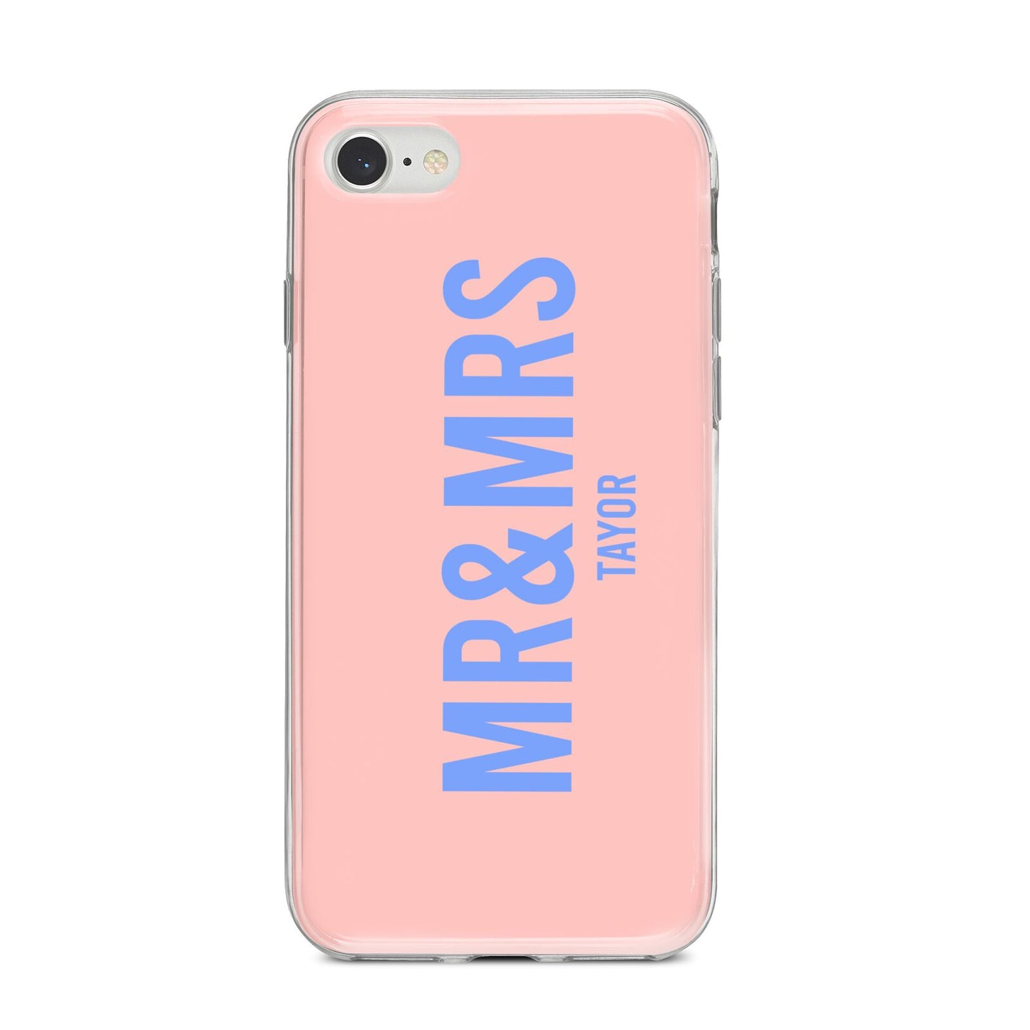 Personalised Mr and Mrs iPhone 8 Bumper Case on Silver iPhone