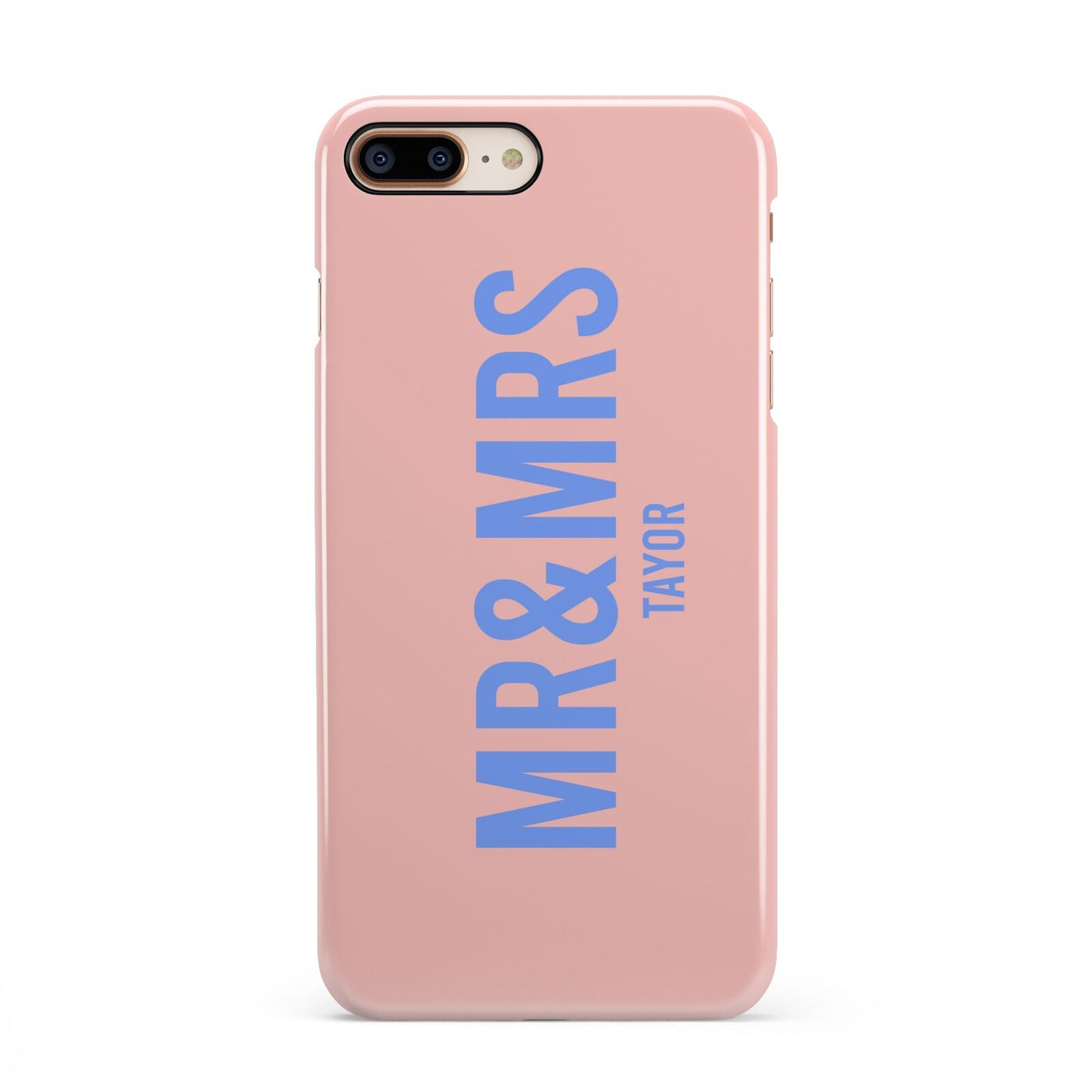Personalised Mr and Mrs iPhone 8 Plus 3D Snap Case on Gold Phone