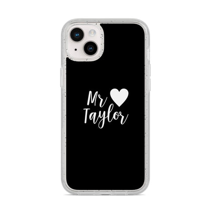 Personalised Mr iPhone 14 Plus Glitter Tough Case Starlight