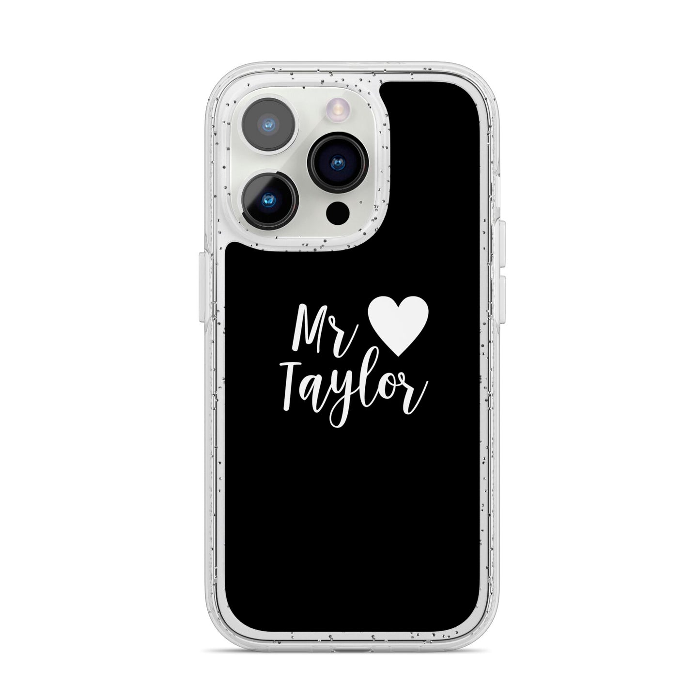 Personalised Mr iPhone 14 Pro Glitter Tough Case Silver