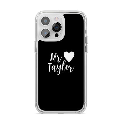 Personalised Mr iPhone 14 Pro Max Clear Tough Case Silver