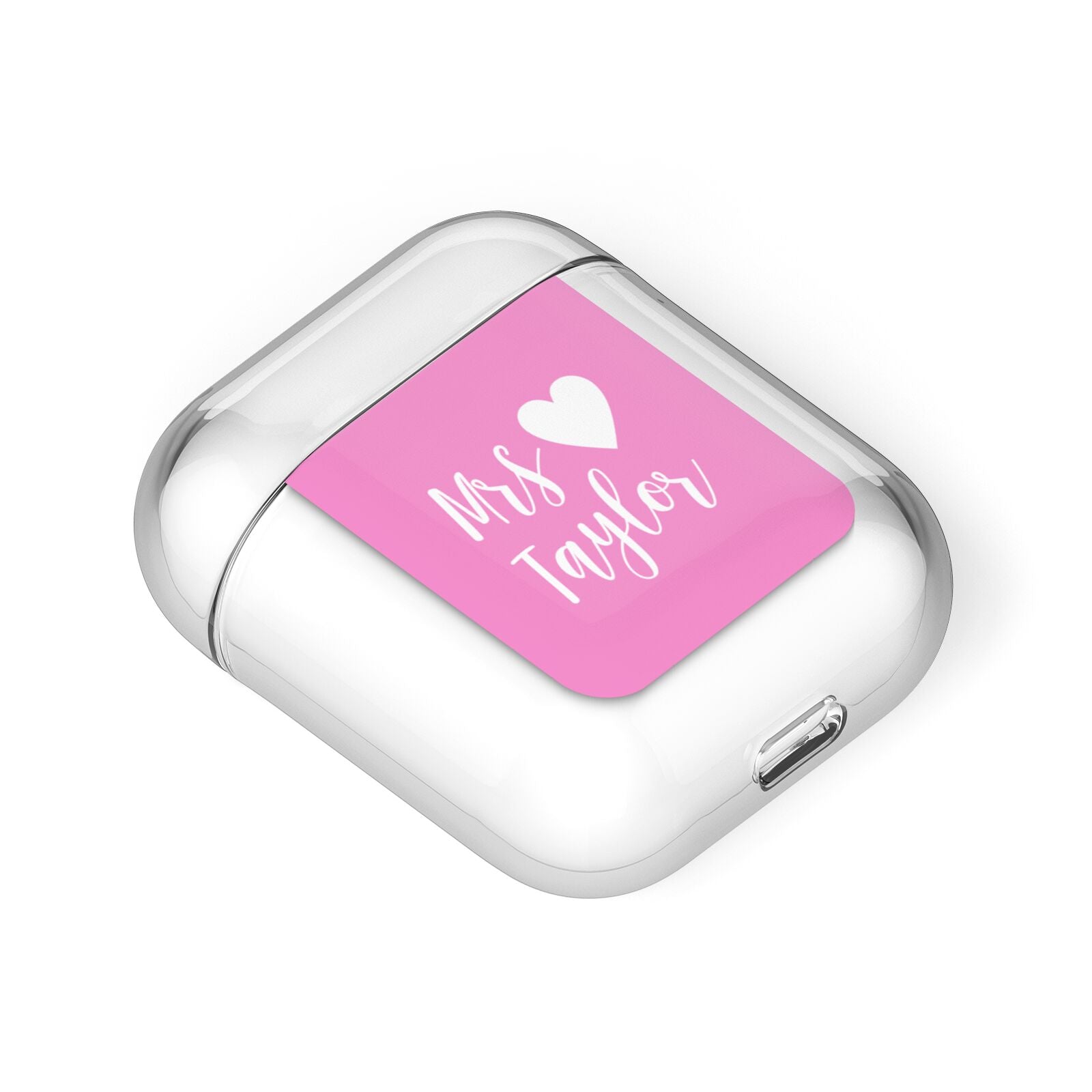Personalised Mrs AirPods Case Laid Flat