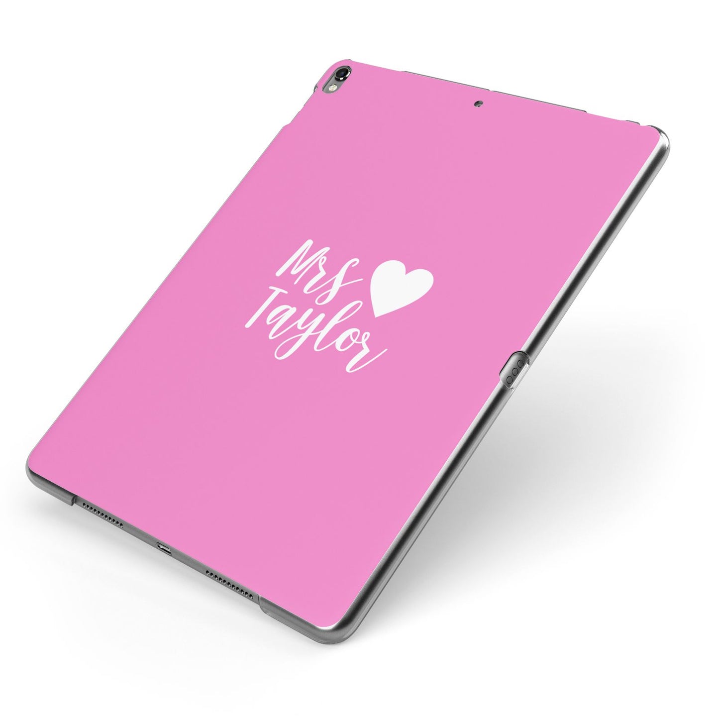 Personalised Mrs Apple iPad Case on Grey iPad Side View