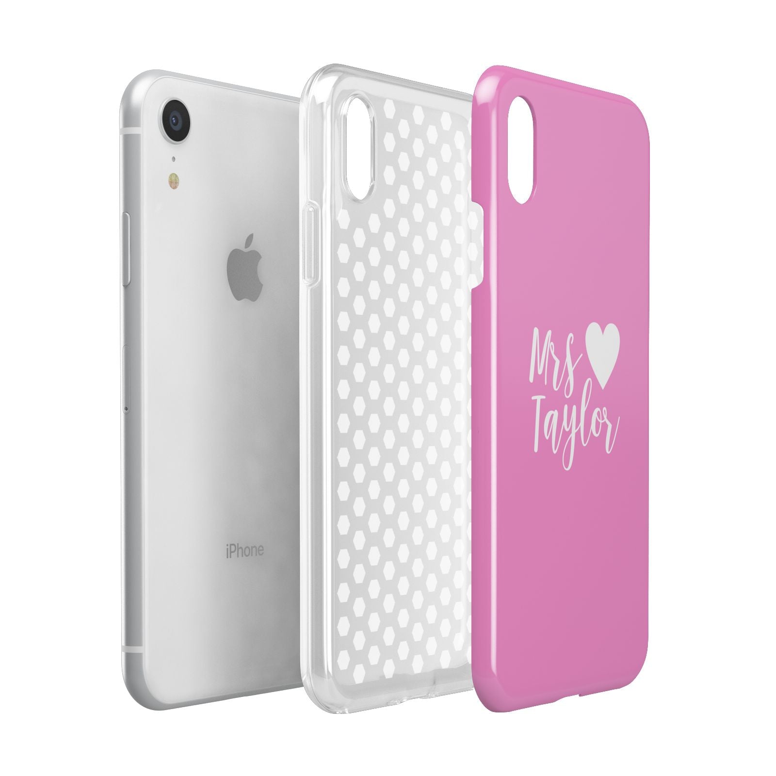 Personalised Mrs Apple iPhone XR White 3D Tough Case Expanded view
