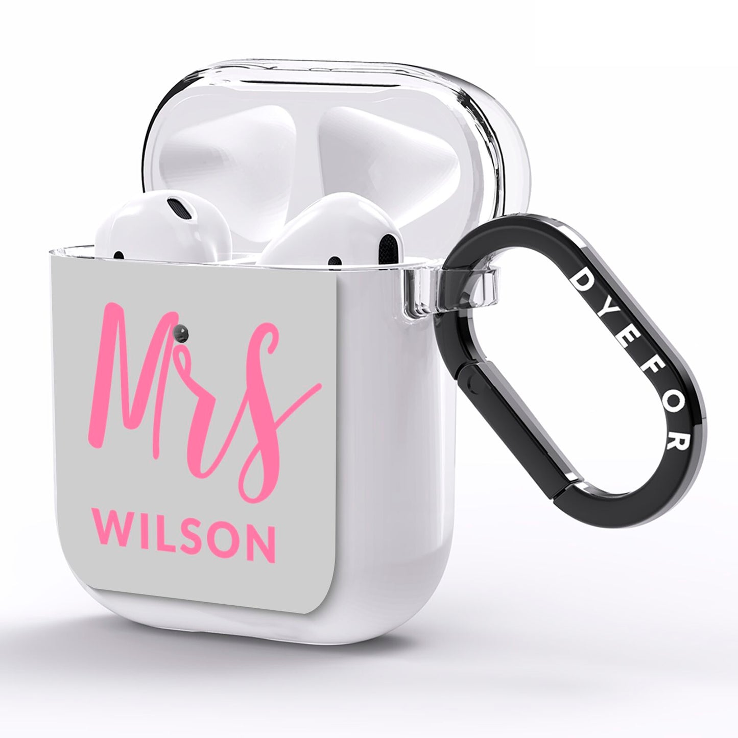 Personalised Mrs Couple AirPods Clear Case Side Image
