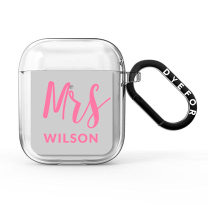 Personalised Mrs Couple AirPods Clear Case